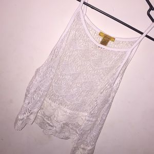 White lace patterned crop top